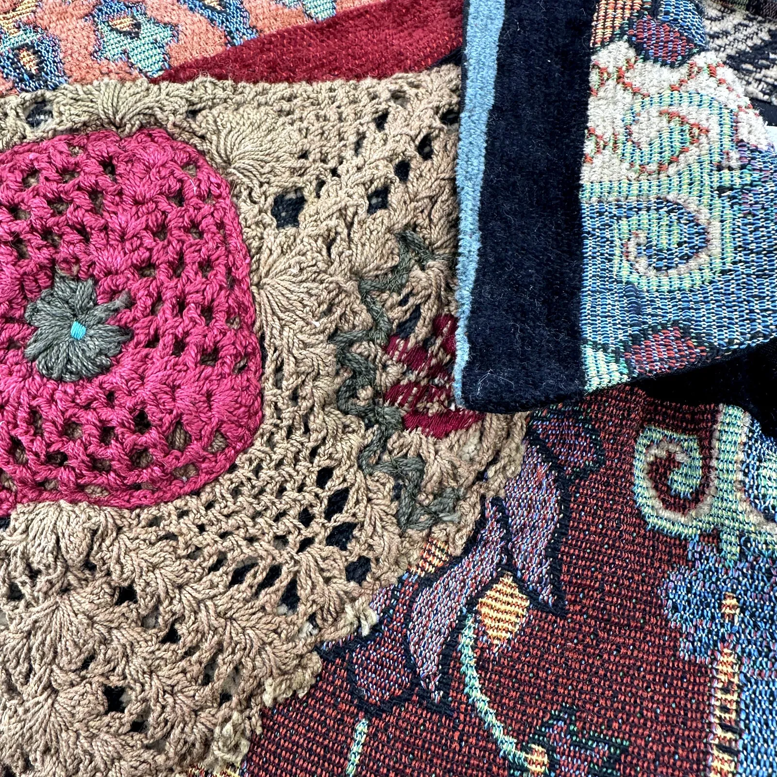 Chico's Shacket Jacket Patchwork Tapestry Paisley Art to Wear Crochet 3 XLarge - Image 3