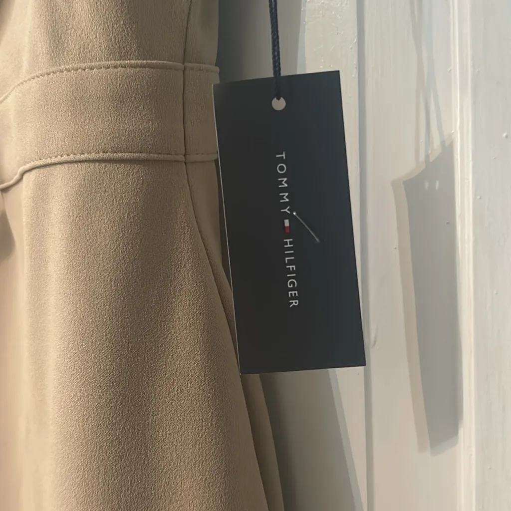 Tommy Hilfiger Beige Sheath Dress Women’s Size 16 Sleeveless Belted Knee Length - Image 8