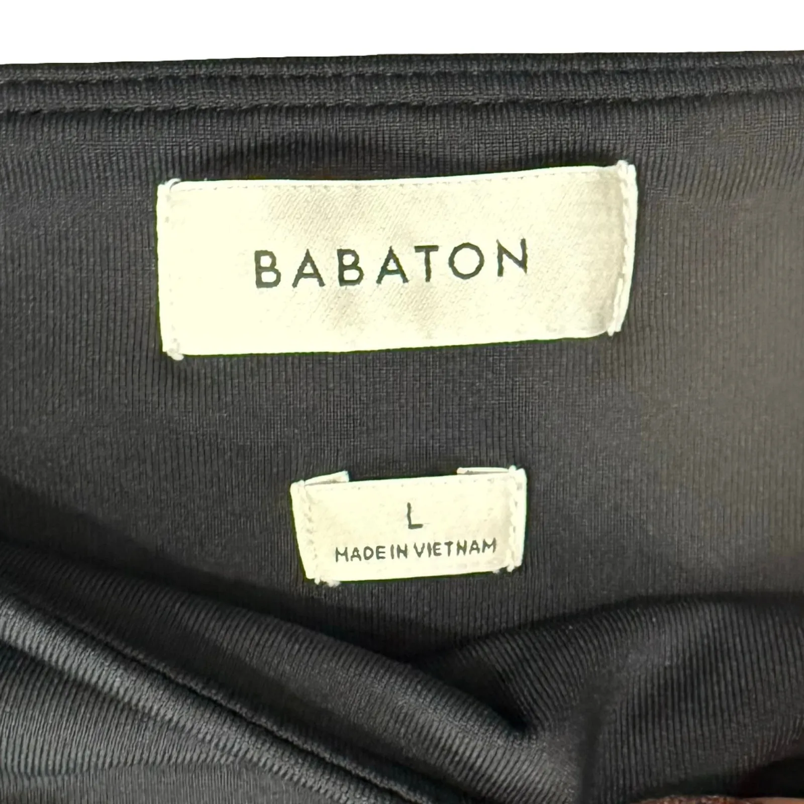 Babaton Black Square Neck Long Sleeve Nylon Spandex Thong Bodysuit Size L - Image 3