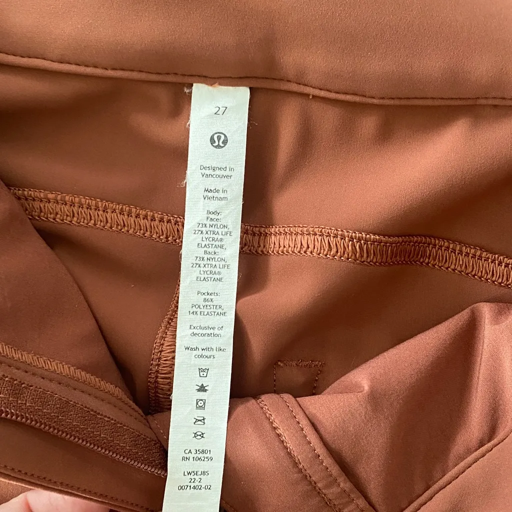 Lululemon City Slick Slim-Fit 5 Pocket High Rise Pant Ancient Copper size 27 - Image 5