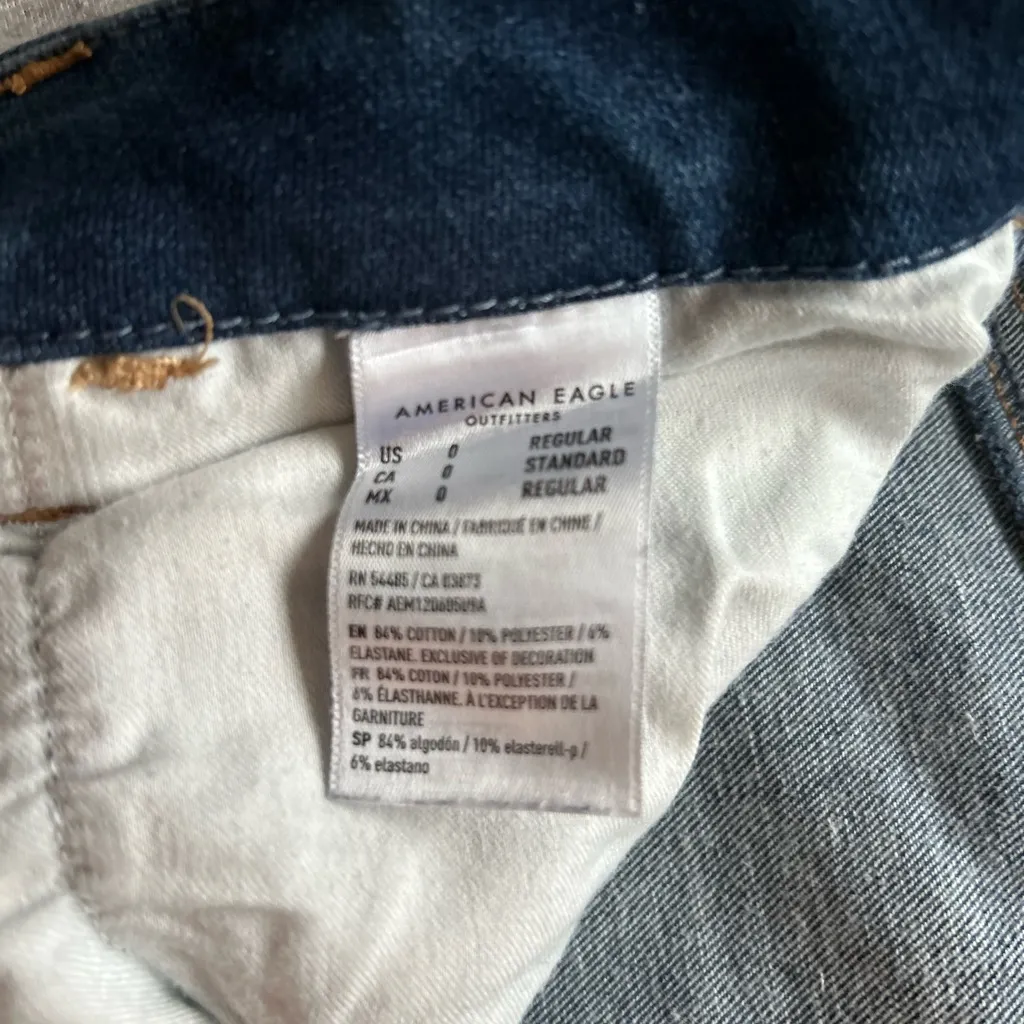 American Eagle Outfitters High Rise Distressed Jeans - Dark Blue - Image 5