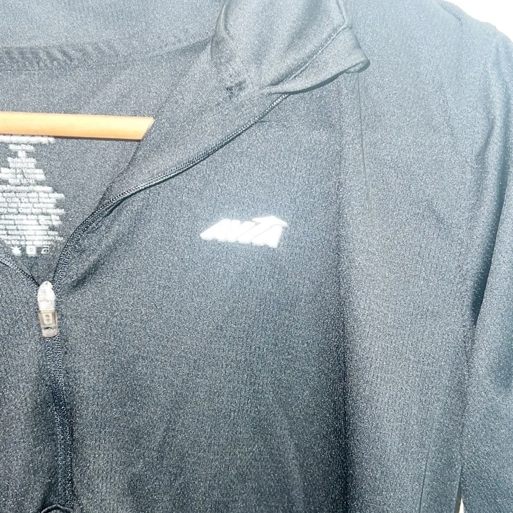 Avia Black Long Sleeve Ruched Tie Side Thumbhole Quarter Zip Active Top - Image 3