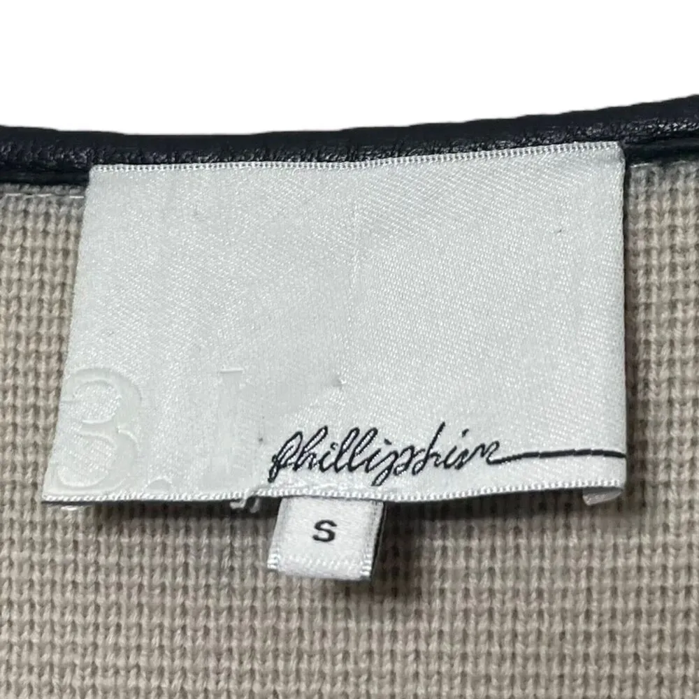 3.1 Phillip Lim Beige Wool Zip Up Jacket With Black Trim Blazer Women’s Size S - Image 8