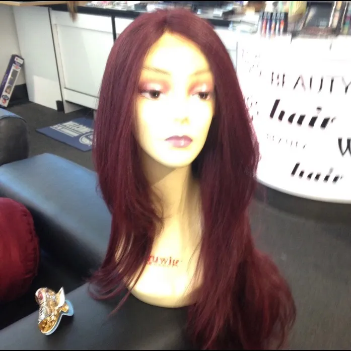Wig Lacefront 30+ inch HUH! Long Wig Burgundy SEXY dark roots - Image 2