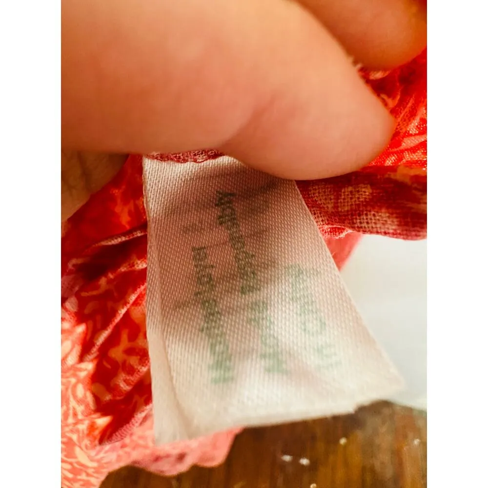 MARINE LAYER Red Floral Hemp Blend Button Front Camila Midi Dress Size Large - Image 13