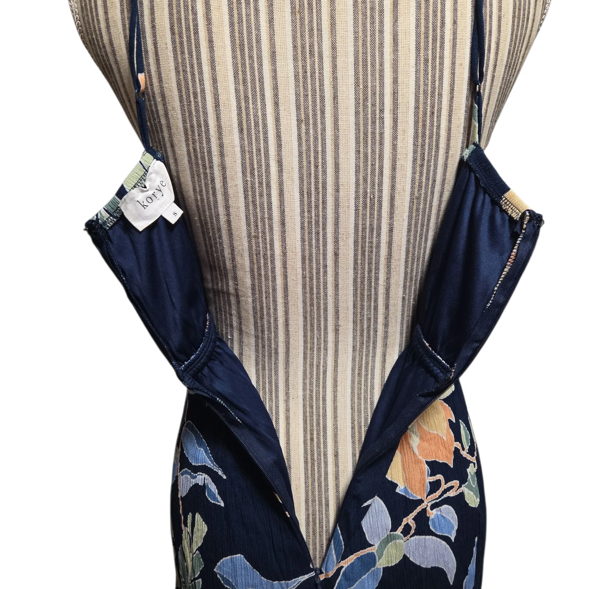 Navy Floral Maxi Dress with Orange and Cream Flowers Blue Size 6 - Image 7