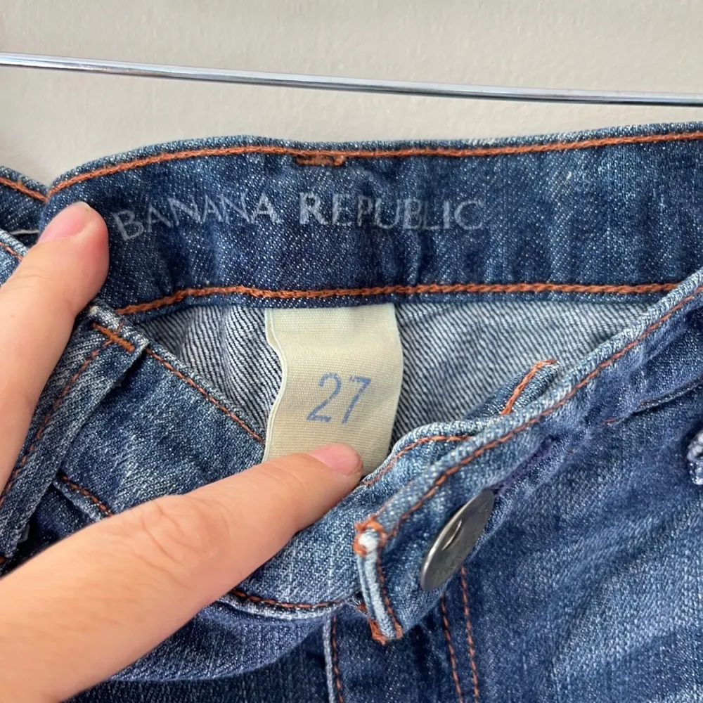 Banana Republic Sz 27 Denim Mini Short Skirt Cotton Jean Mid Wash Pockets - Image 3