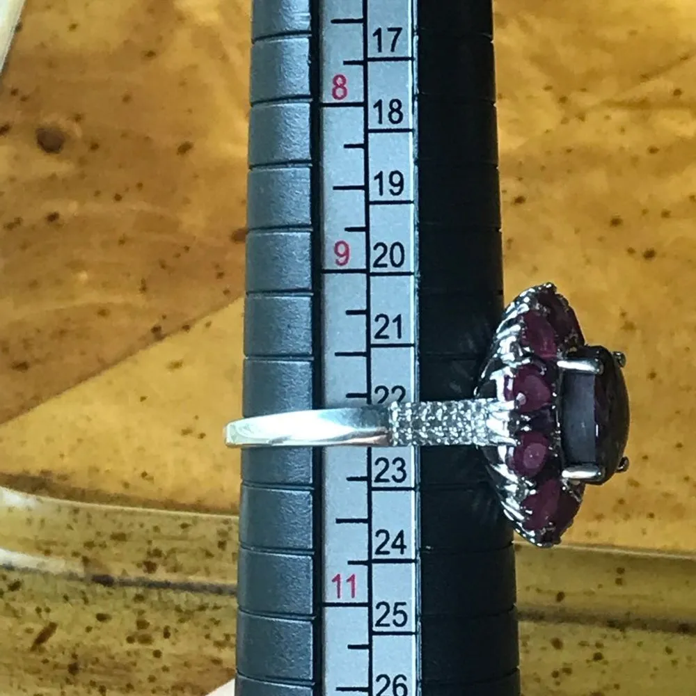 Natural Star Ruby Sterling Silver Cocktail Ring Size 10 Purple - Image 7