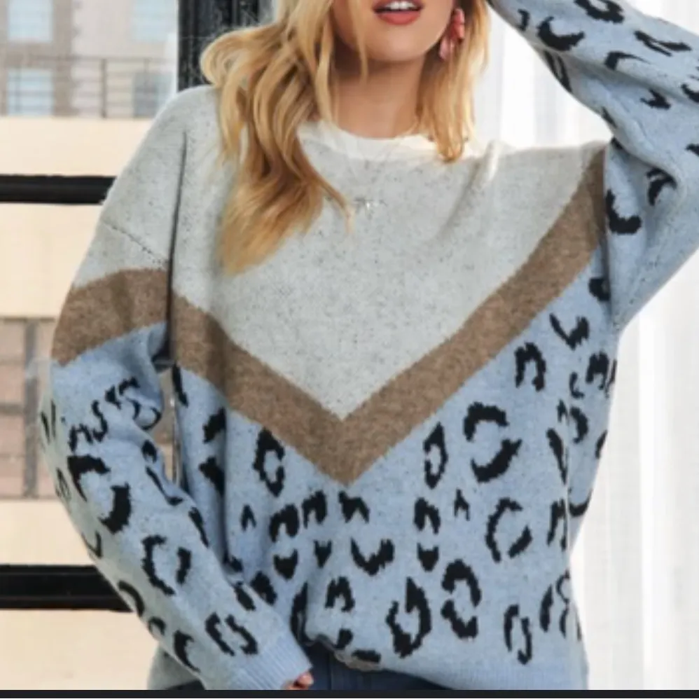 Entro Light Blue Leopard Pattern Sweater - Image 2