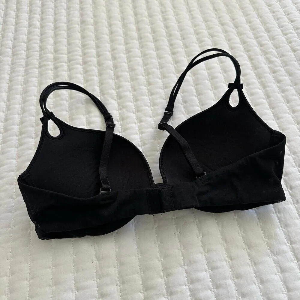 Victoria’s Secret Gorgeous Plunge Push Up Bra 34C Black With Silver Sequin - Image 9