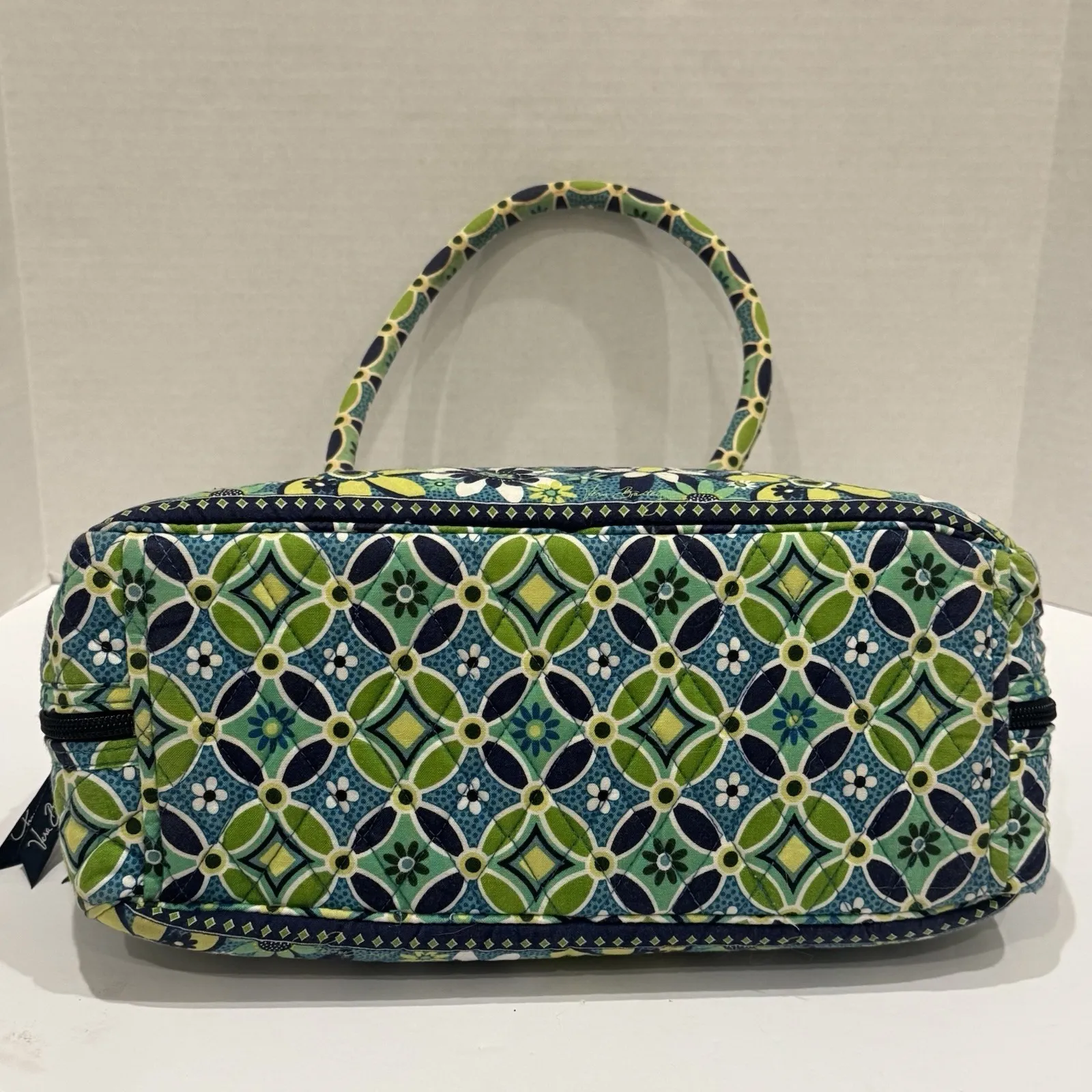 Y2K Vera Bradley Daisy Blue Lime Green Flower Bucket Shoulder Tote Purse Bag - Image 7