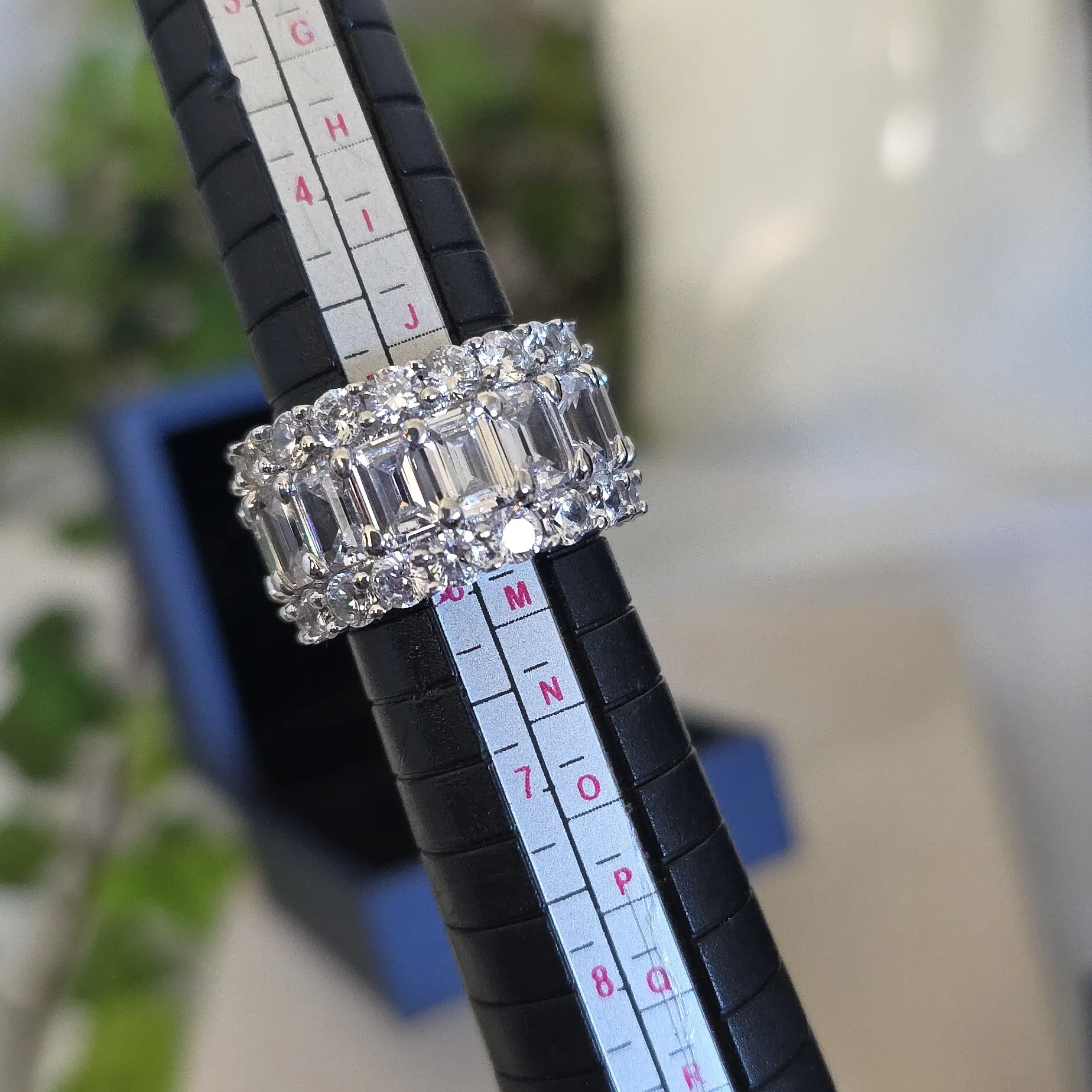 Italo Jewelry Sterling Silver 925 Triple Row Eternity Baguette Ring with Box - Image 9