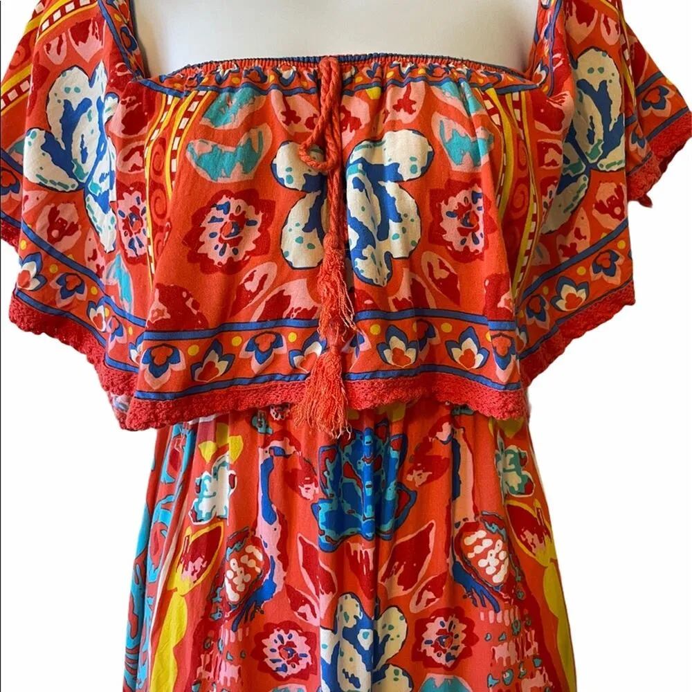 Flying tomato off the shoulder floral mini dress - Image 3