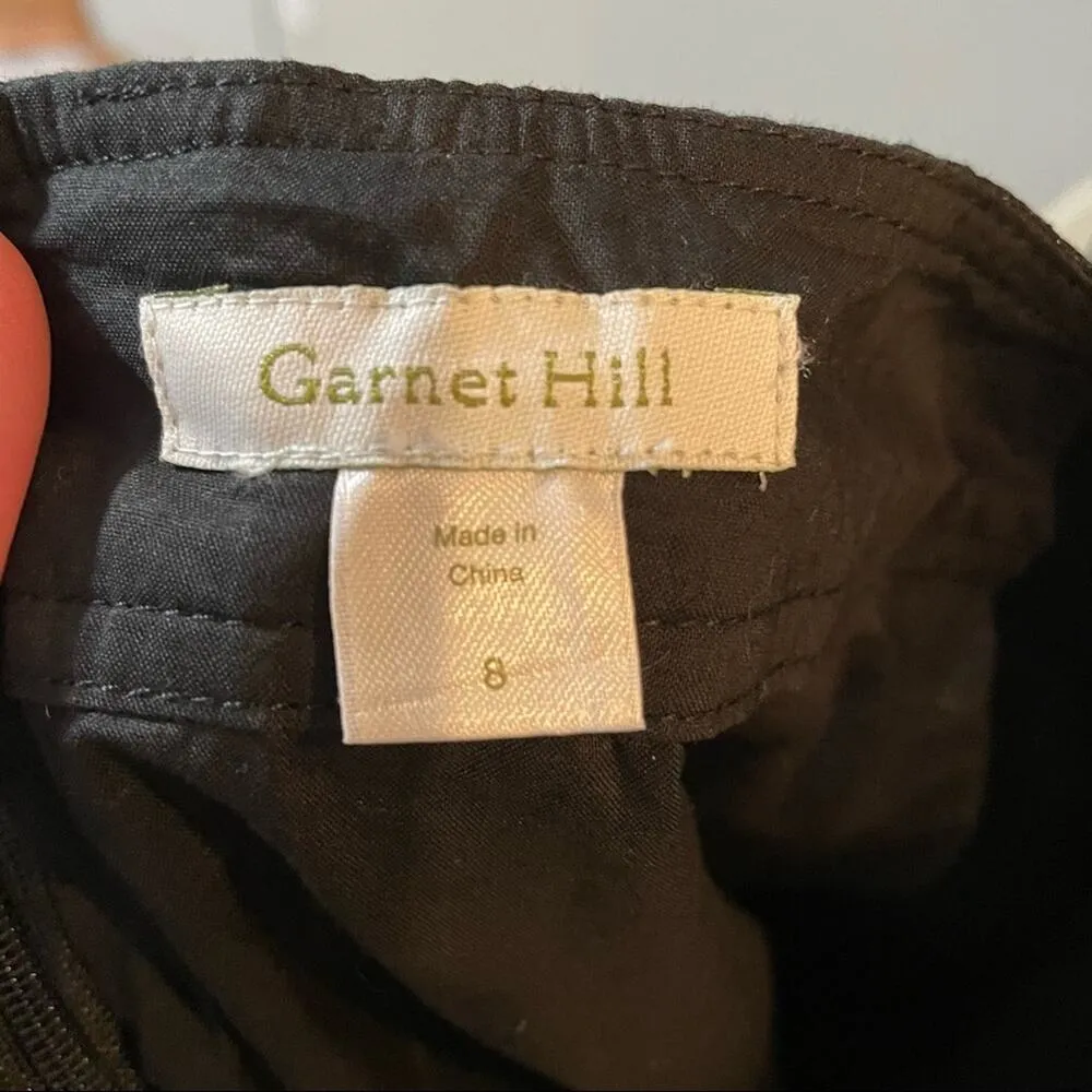 Garnet Hill Black Metallic A Line Mini Skirt Womens 8 Dark Academia Crepe Fall - Image 6