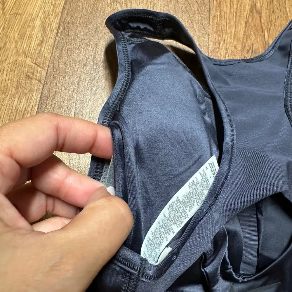 Nike Womens Dri Fit Mesh Cut Out Dark Gray Sports Bra Size Small Swoosh - Image 7