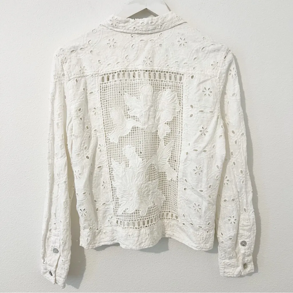 Johnny Was Cropped Alanah Eyelet Jacket White Size Small S - Image 7