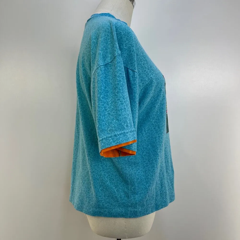 Vintage 90s Gitano Crop Graphic Tee Blue Sports Science Size L - Image 6