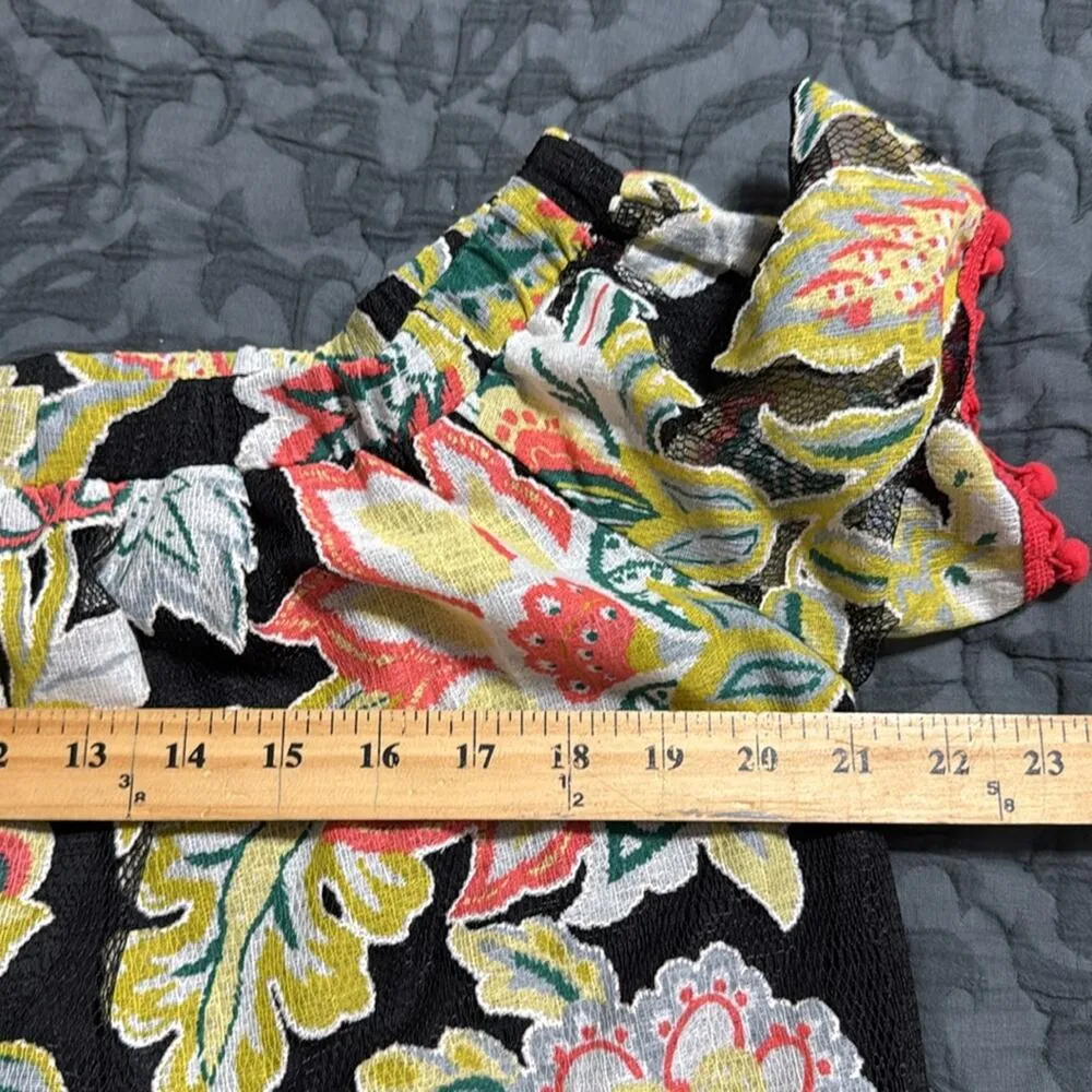 Entro size medium pullover floral short sleeve off the shoulder fish net lined - Image 3