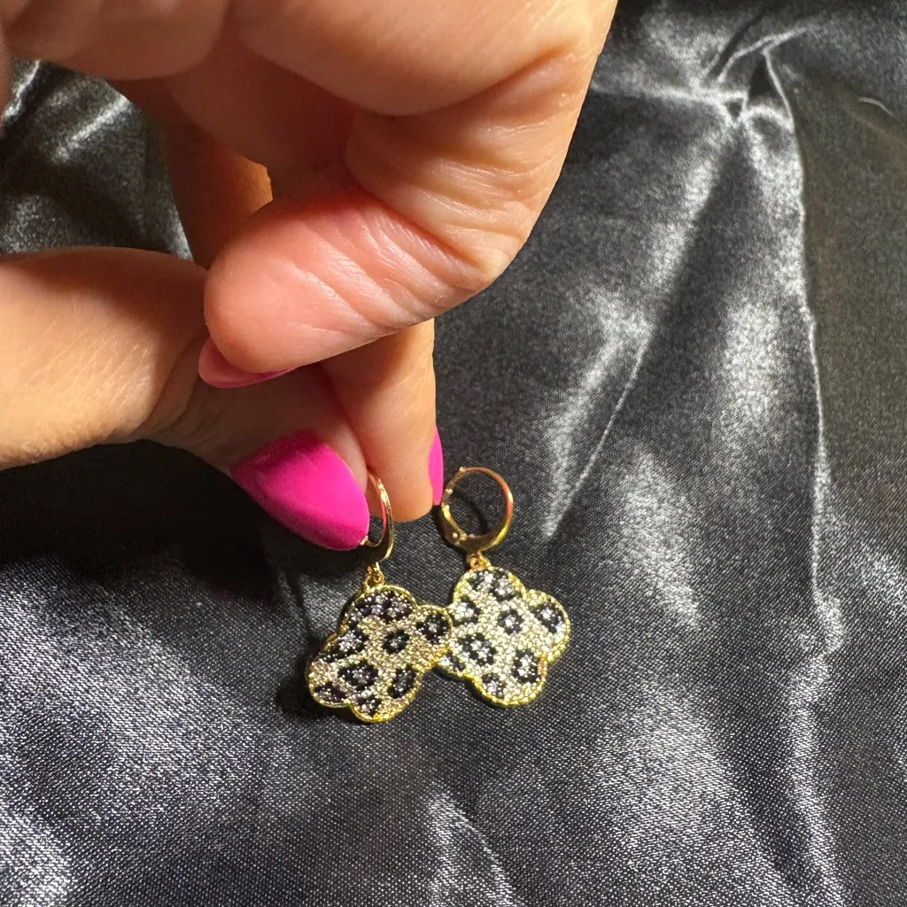 Gold and Black Animal Patterned Earrings - Image 4