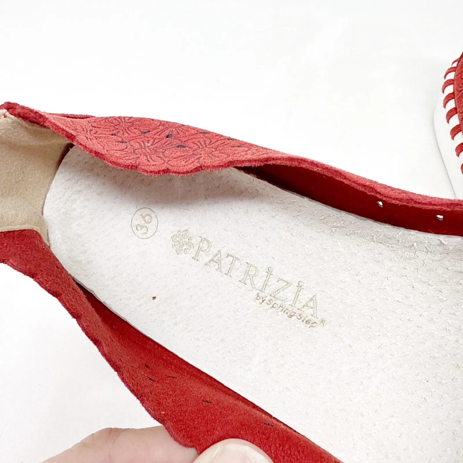 [Patrizia Spring Step] Red Grazana Leather Cutout Floral Ballerina Flats Size 36 - Image 11