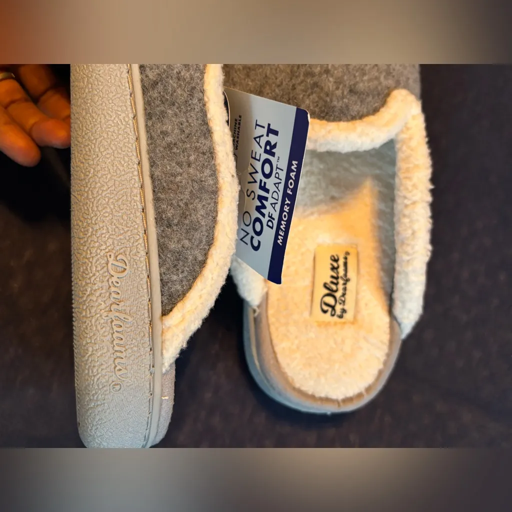 🩶🩶Dearfoams Gray Slippers with Cream Lining size US 9-10🩶❤️‍🔥 - Image 7