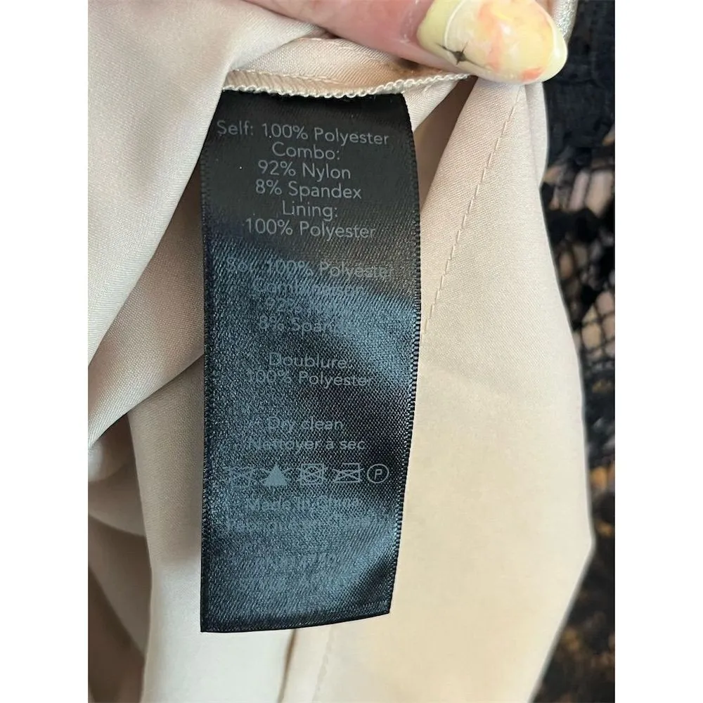 MIKA‎ MENDEL Black Lace Sheath Dress Midi Long Sleeve V Neck Lined Size S - Image 7