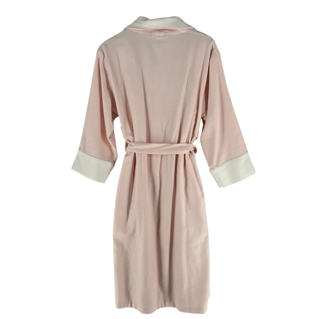 Raeshmi Bamboo Rayon Cotton Blend Soft Luxury Bath Robe Pink White Midi Size S - Image 2
