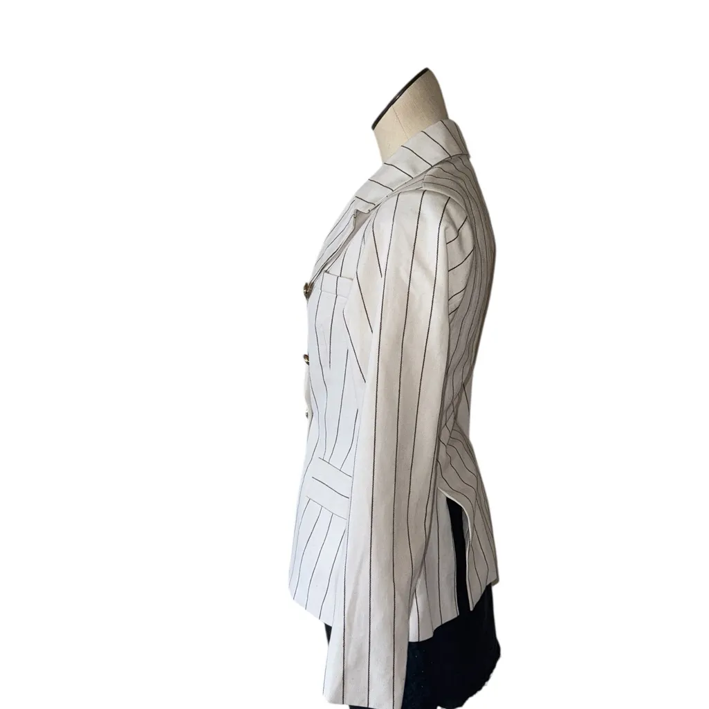 NWOT AQUA Pinstripe One Button Blazer Linen Blend XS - Image 5