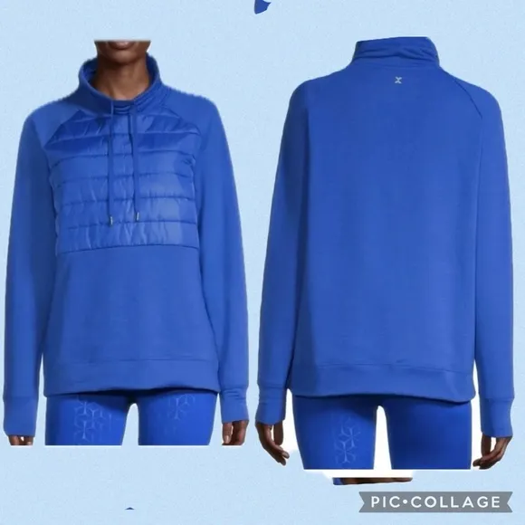 Xersion NWT Funnel Neck Long Sweatshirt Size XXL Racing Blue Msrp$60 25”p2p - Image 2