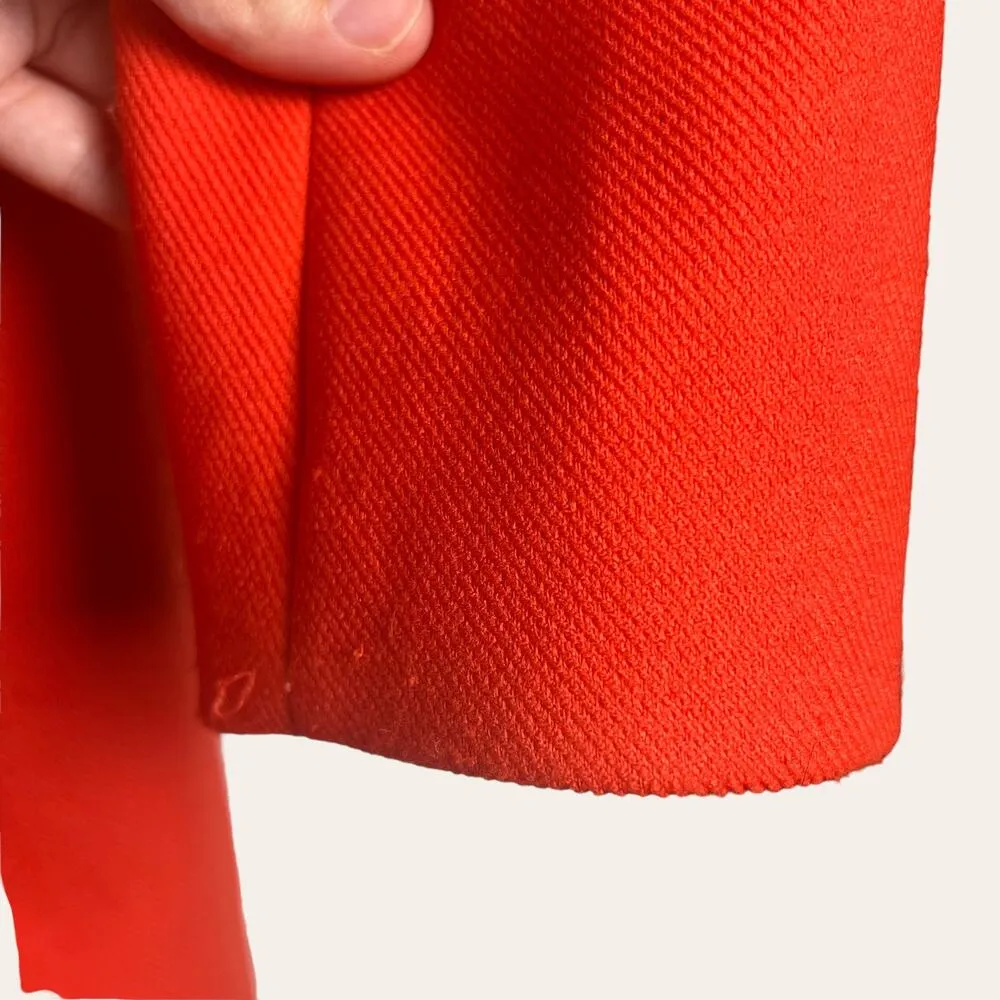 Milly Flame Red Ruffle Front Belted Knee-Length Coat Size 4 NWT - Image 8