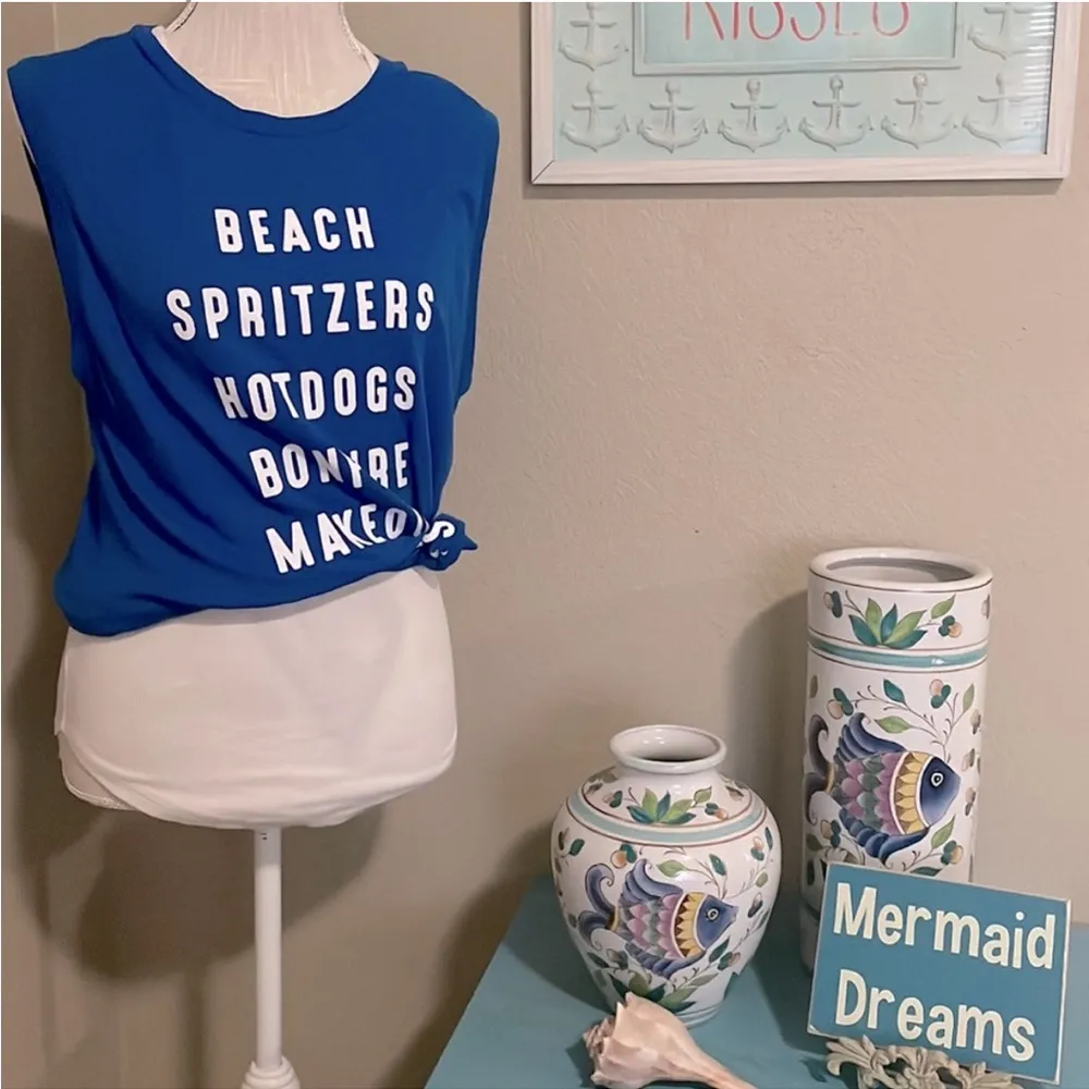 Wildfox Blue Sleeveless Muscle Tee - Image 2