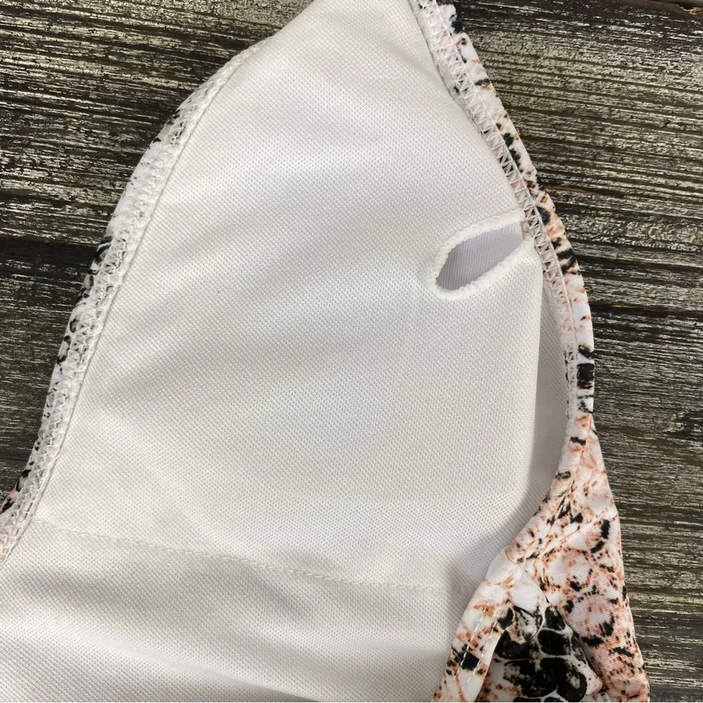 Snake Python Print Belted 1 Piece Swim Suit M White Size M - Image 4