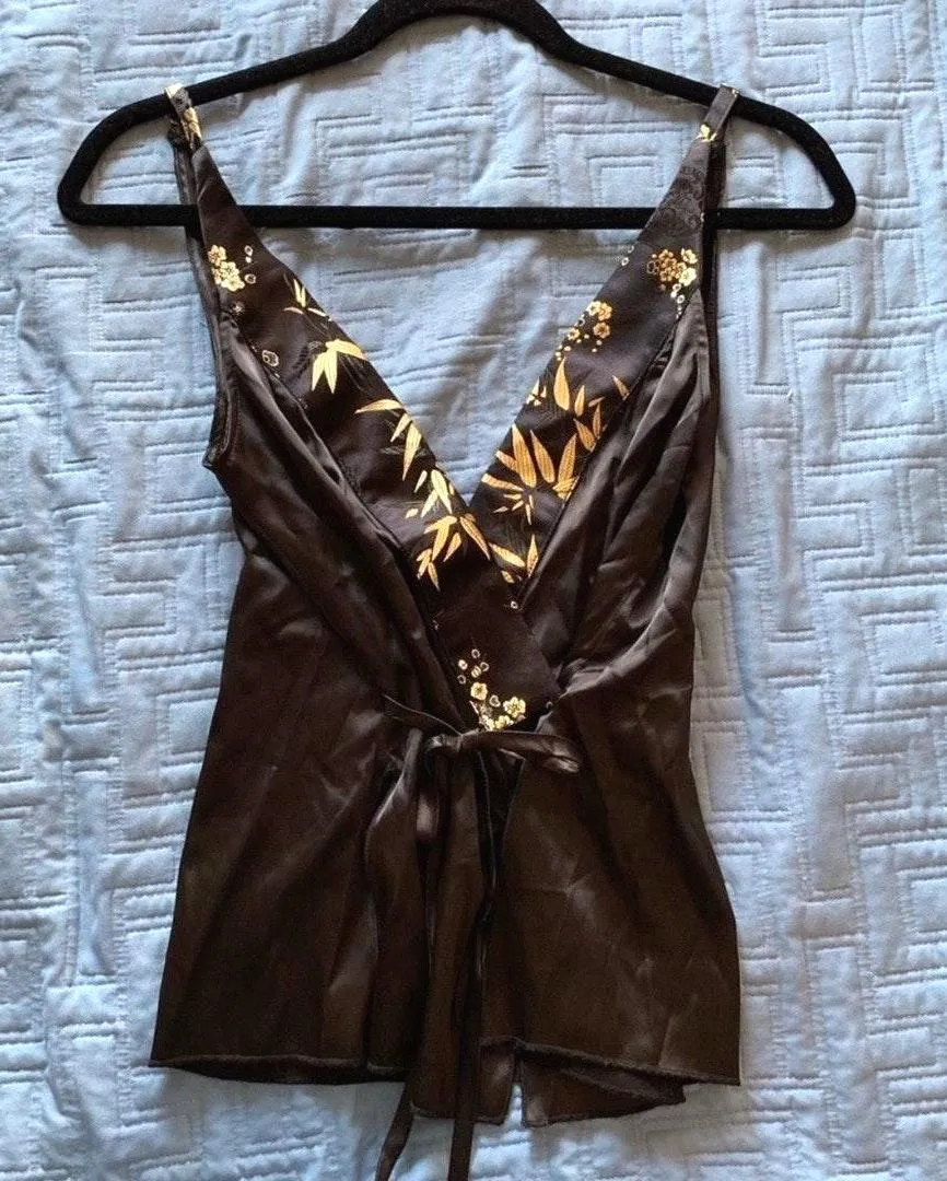 NEW Satin Embroidered Wrap Top - Image 7