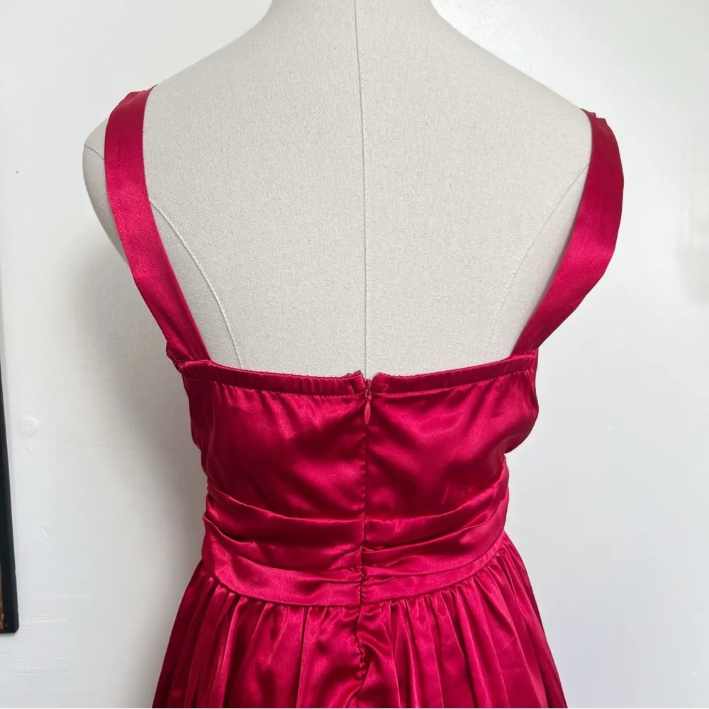 Vintage 90s Candies Red Satin Bubble Hem Party Dress - Image 6