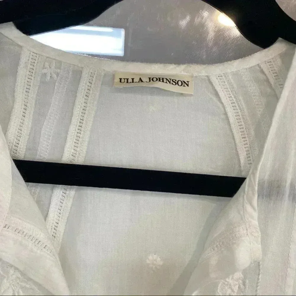 577 Ulla Johnson Flores White Embroidered Dress - Image 3