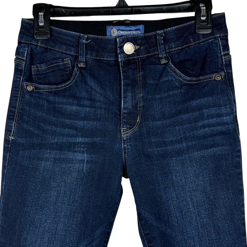 Democracy SZ 2 “Ab”solution Jeans Mid-Rise Stretch Zip-Fly Whiskered Dark Wash - Image 2