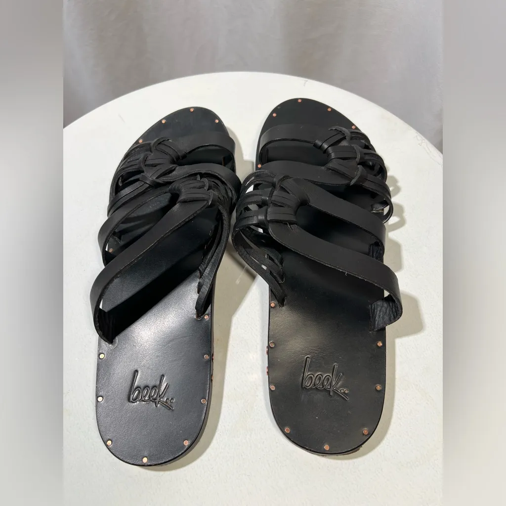 Beek Blackbird Leather slide Sandals | 10 Black - Image 4