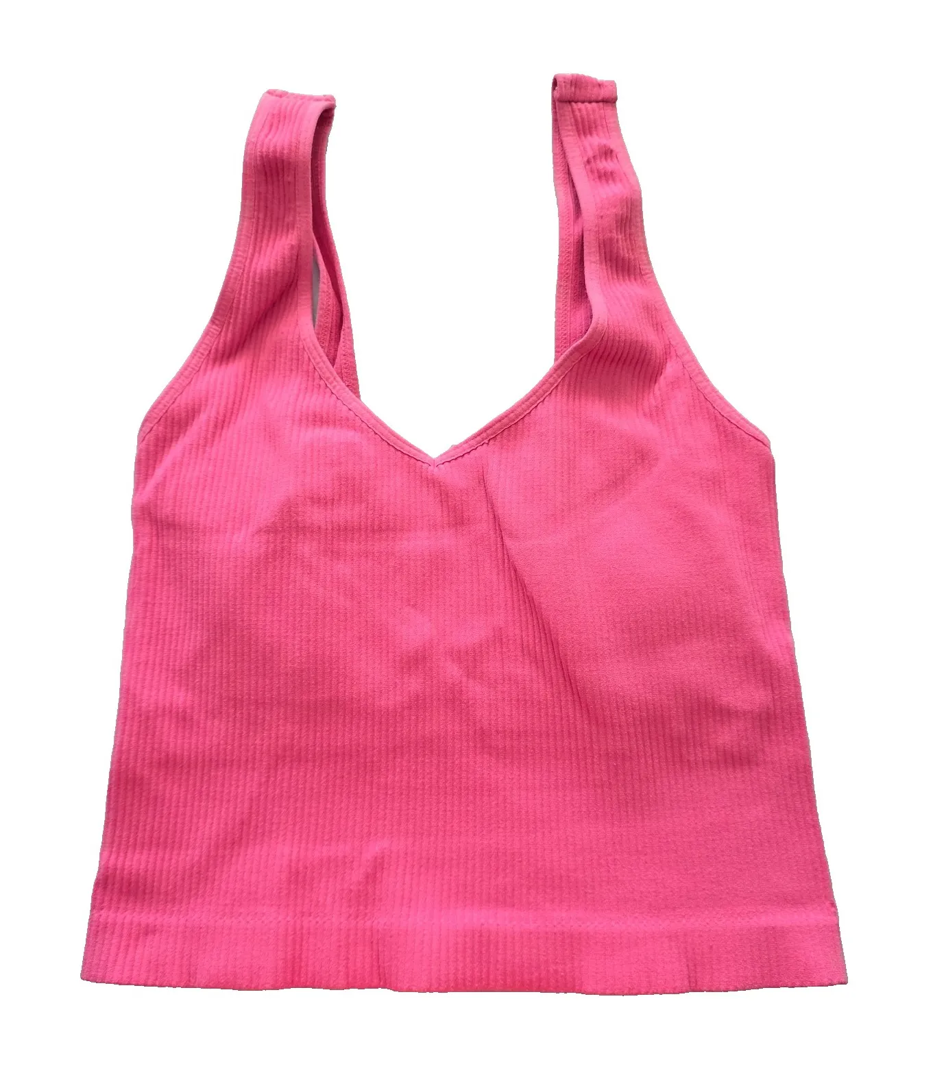 Ribbed Comfort Y2K Bra Top Wireless Pullover Stretch Sleep As Revival Pink O/S - Image 1