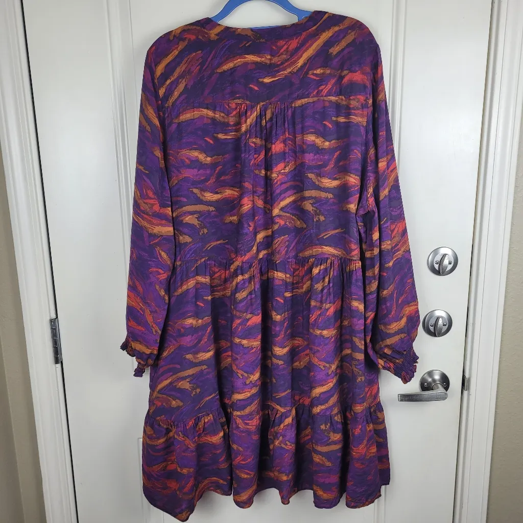 Terra & Sky Women's Long Sleeve Pleated Tiered Dress Plus Size 2X - Image 9