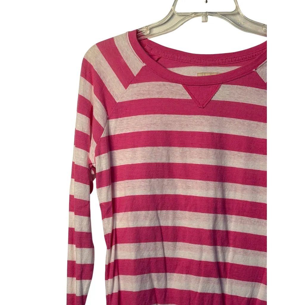 VTG Hollister Y2K XS Pink White Stripe Long Sleeve Pullover Preppy Sweatshirt - Image 4