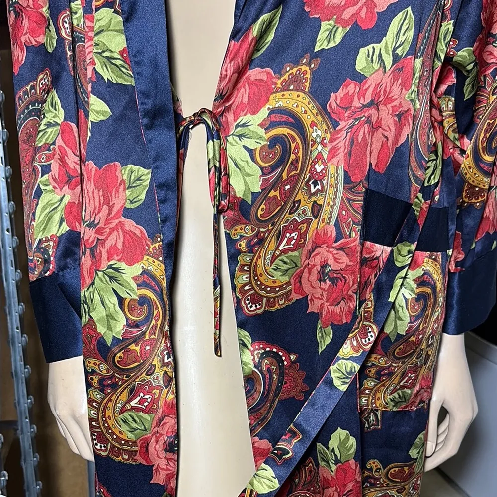 Vintage Victoria Secret women’s long Floral Satin Robe  size P/S - Image 10