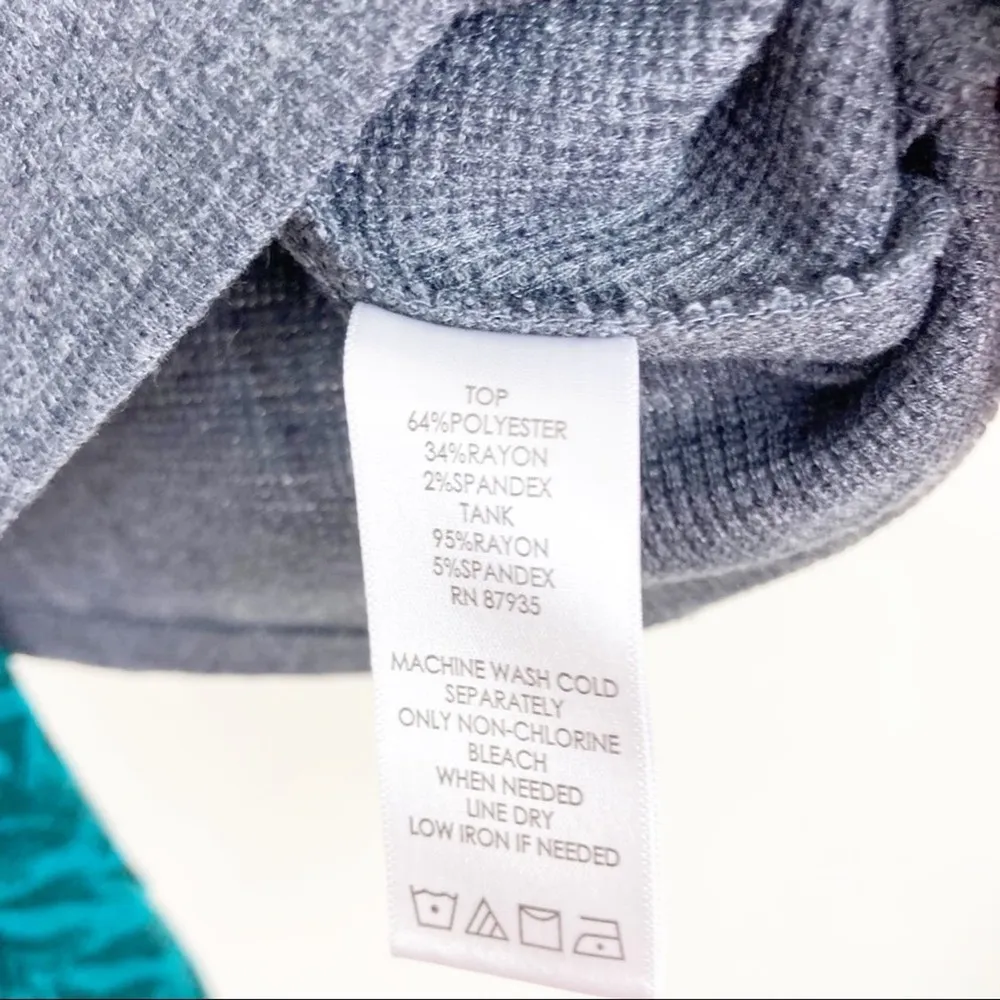 LOGO Lori Goldstein Gray Green Layered Long Sleeve Top Sz S - Image 6