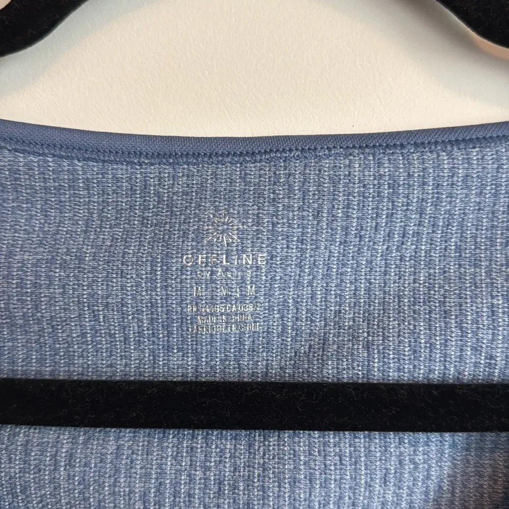 Aerie Blue Cropped Fitted Shirt Size M - Image 3