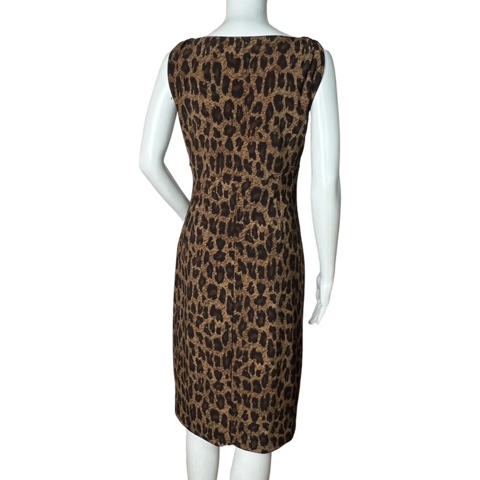 Lauren Ralph‎ Lauren Dress Brown Black Cheetah Print Sheath Chic Edgy Career - Image 2
