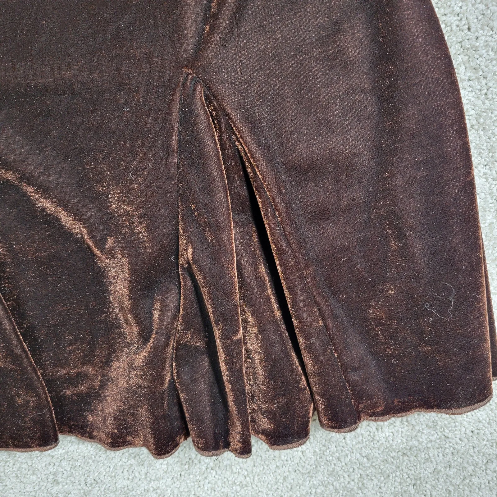 Vtg Susie Couture Velvet Skirt Set Womens L Brown Paisley Cowl‎ Neck Whimsigoth Size L - Image 11