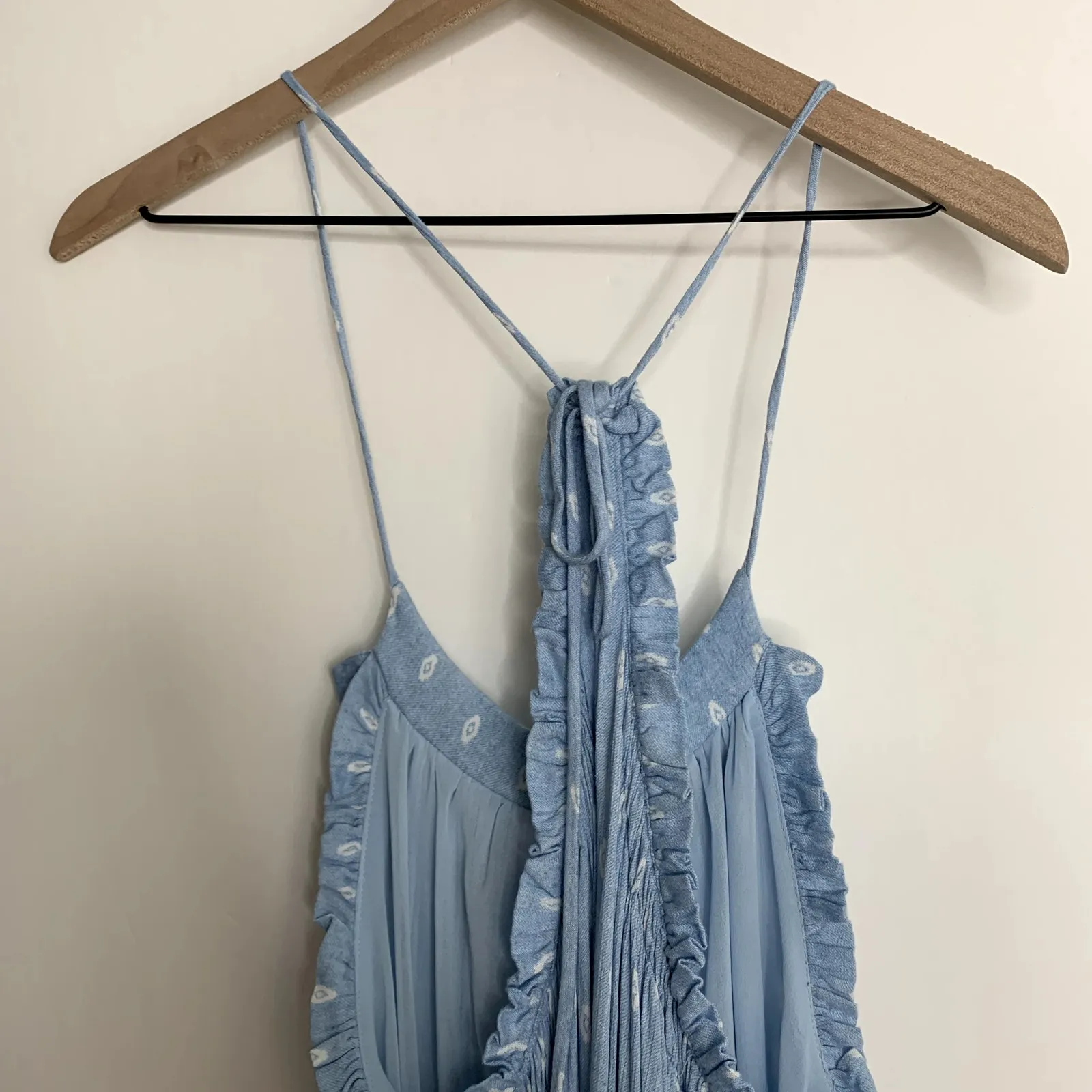 MISA Los Angeles Tassel Thale Maxi Dress Blue Womens Small - Image 11