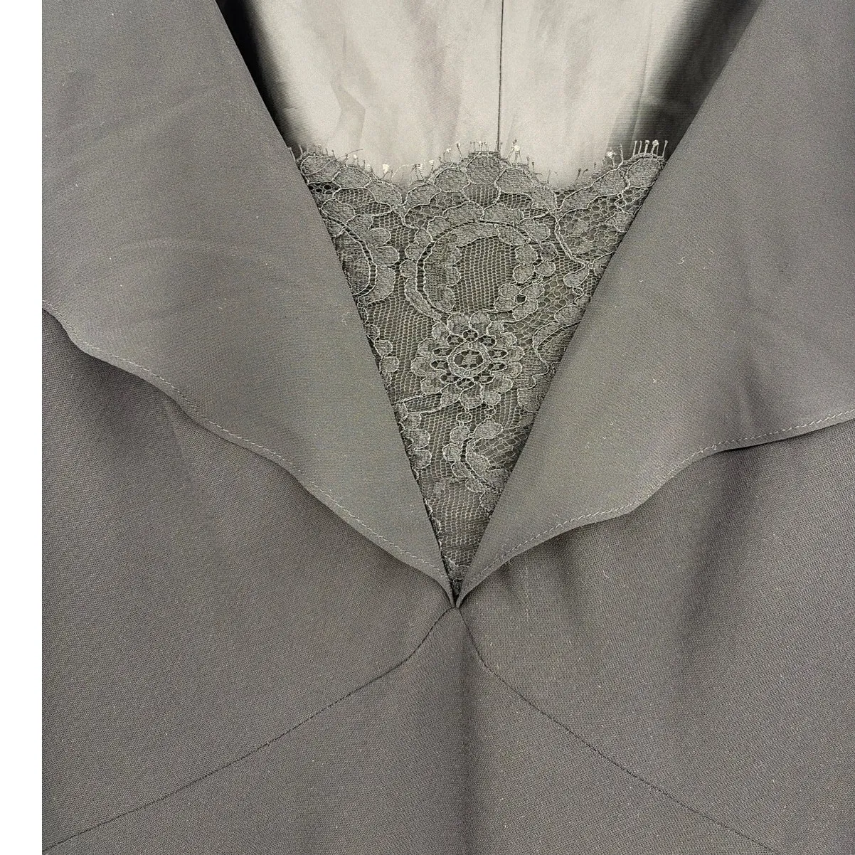 Evan Picone Whimsigoth Dress Sz 12 LBD Coquette Y2K Chiffon Lace Glam Romantic - Image 4