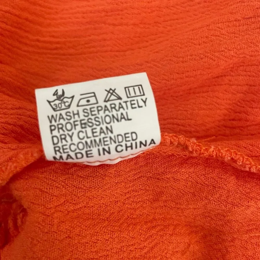 And The Why Women Tunic Top S Orange Crochet Paisley Gauzy Lace Cottage Boho Y2K - Image 9