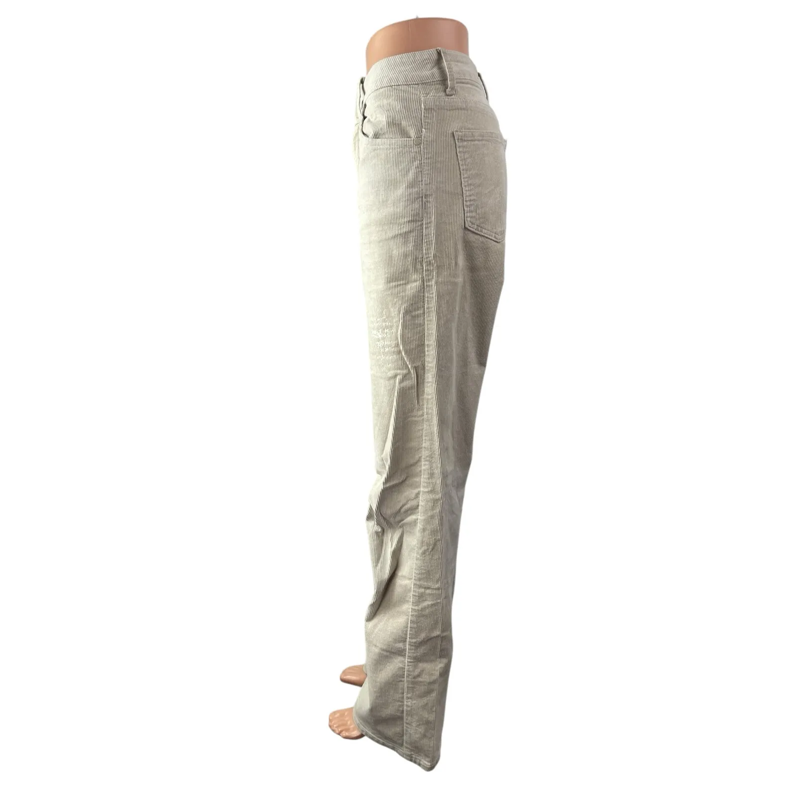 Outfitbook Women's Beige Corduroy High Waisted Straight Leg Trousers Pants M Size M - Image 3