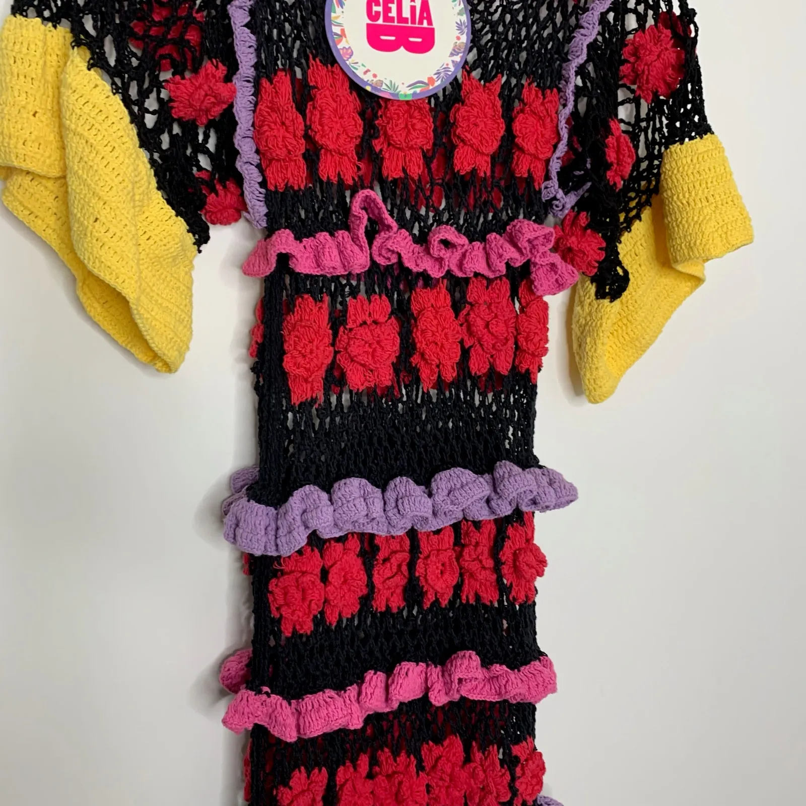 CeliaB Ambra Embroidered Midi Dress Black Womens XS - Image 5